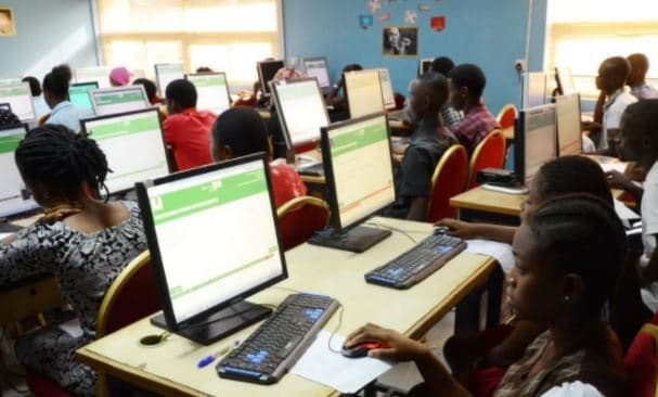 Nigerian students sitting a computer-based exam
